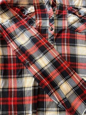 Love Potion Red, Black & White Pullover Plaid Button Shirt